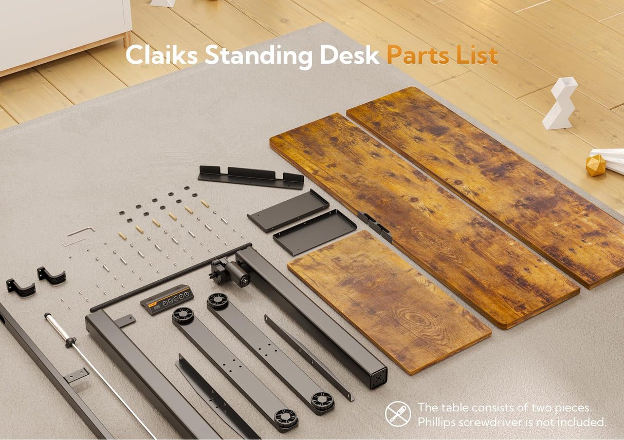 Claiks Standing Desk with Keyboard Tray, Standing Desk Adjustable Height, Raising Desks for Home Office and Computer Workstation, 48 Inches, Rustic Brown Claiks