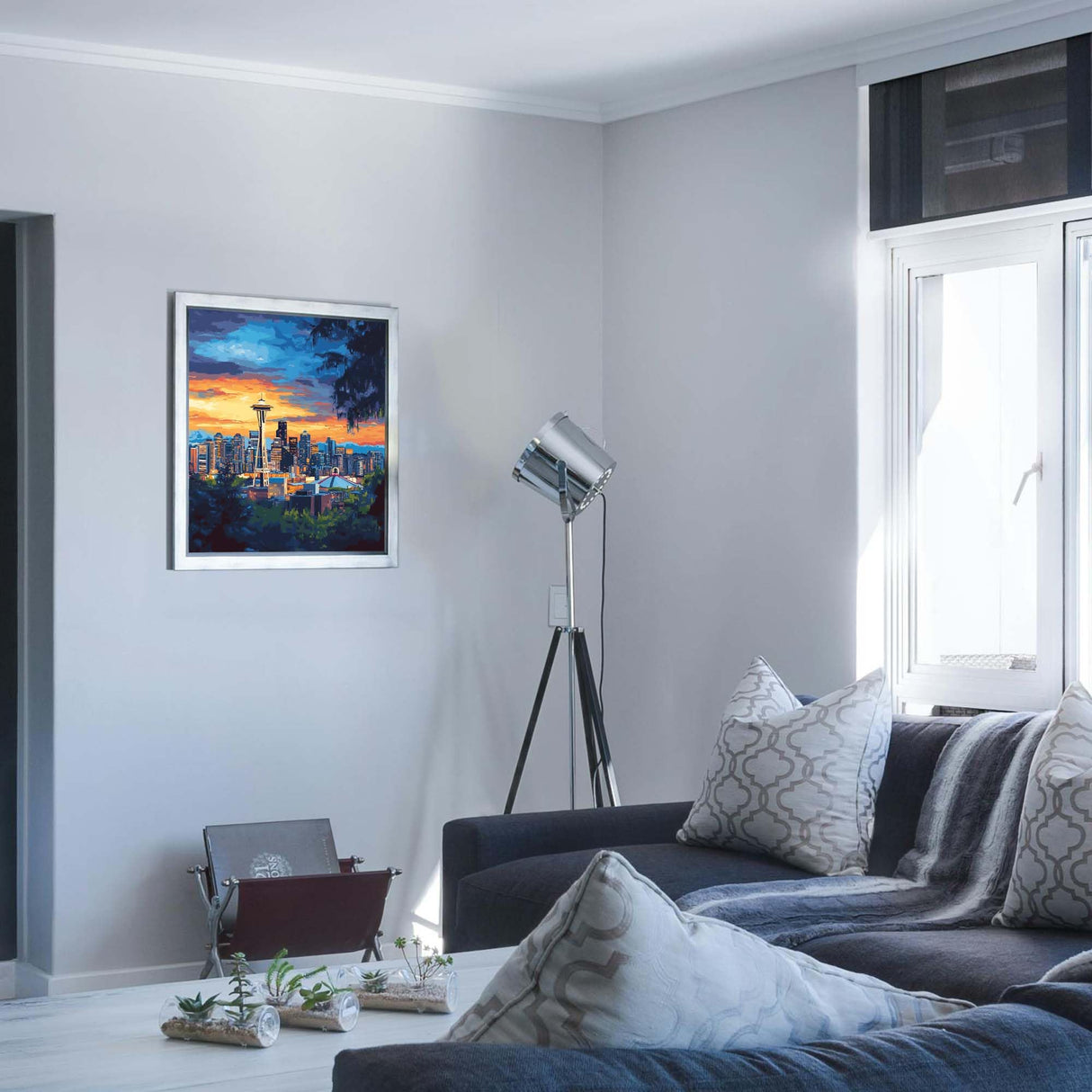 ARNLRDYA Seattle Landscape Paint by Numbers for Adults, Space Needle Landmarks Paint by Number Kits, City Sunset Acrylic Painting on Canvas for Gift Home Decor(16x20inches, No Frame) ARNLRDYA