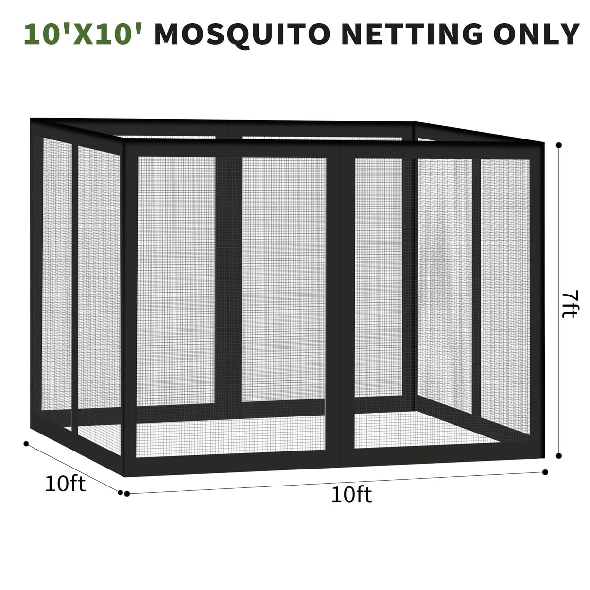 Gazebo Universal Replacement Mosquito Netting, 10' x 10' Outdoor Canopy Net Screen 4-Panel Sidewall Gazebo Curtains, with Zippers, Easy to Install, Fit for Most Gazebo 10x10 Canopy,Patio (Black) Generic