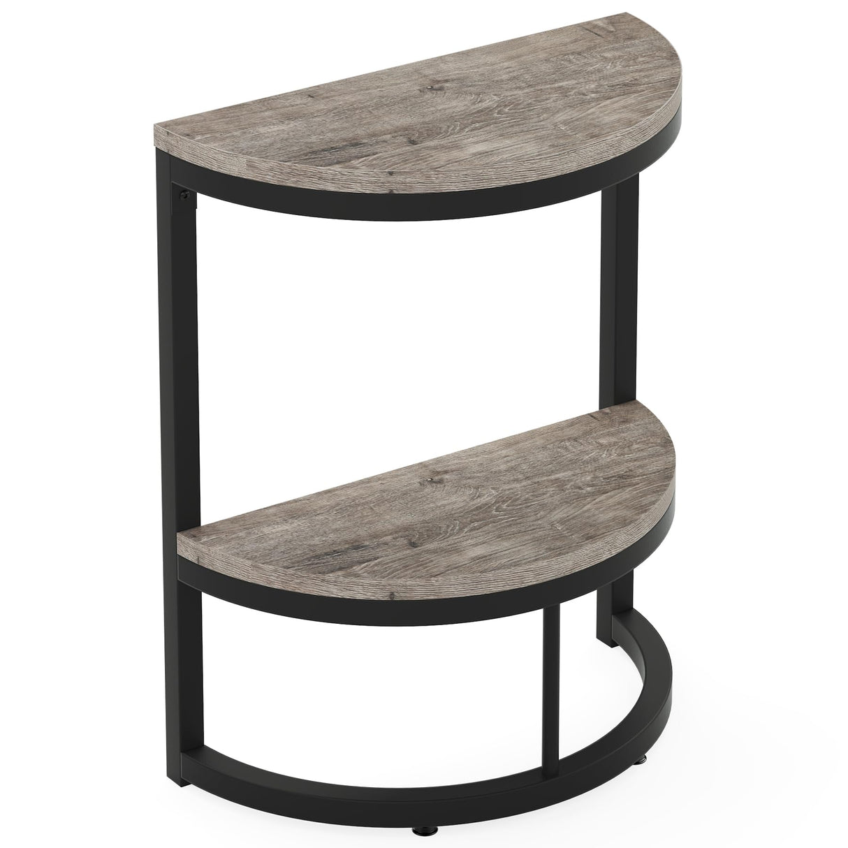 Tribesigns 2-Tier End Table Half Round, Narrow Semi Circle Side Tables with Storage Shelf, Farmhouse Demi-Lune Accent Table Curved Edge Wood Slim C Table for Sofa Couch, Living Room Small Space Tribesigns