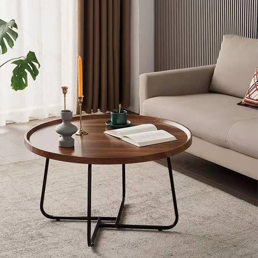 Nesting Coffee Table Set of 2, Round Center Table with Non Slip Feet Side,End Tables with Wood Grain Top for Living Room Office Wood Grain Brown,28 * 18in&20 * 15in MilleLoom
