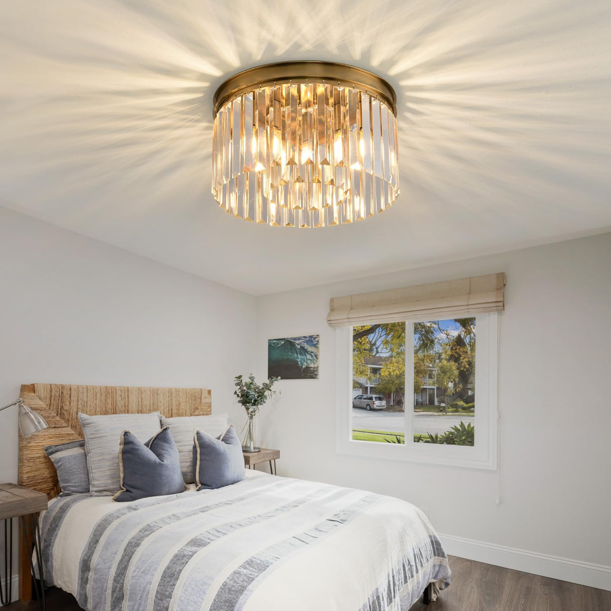 Blinghy Flush Mount Ceiling Light, Crystal Ceiling Light, Modern Crystal Chandelier Ceiling Chandelier. Suitable for Living Room, Bedroom, Dining Room Island, Gallery Entrance. Blinghy