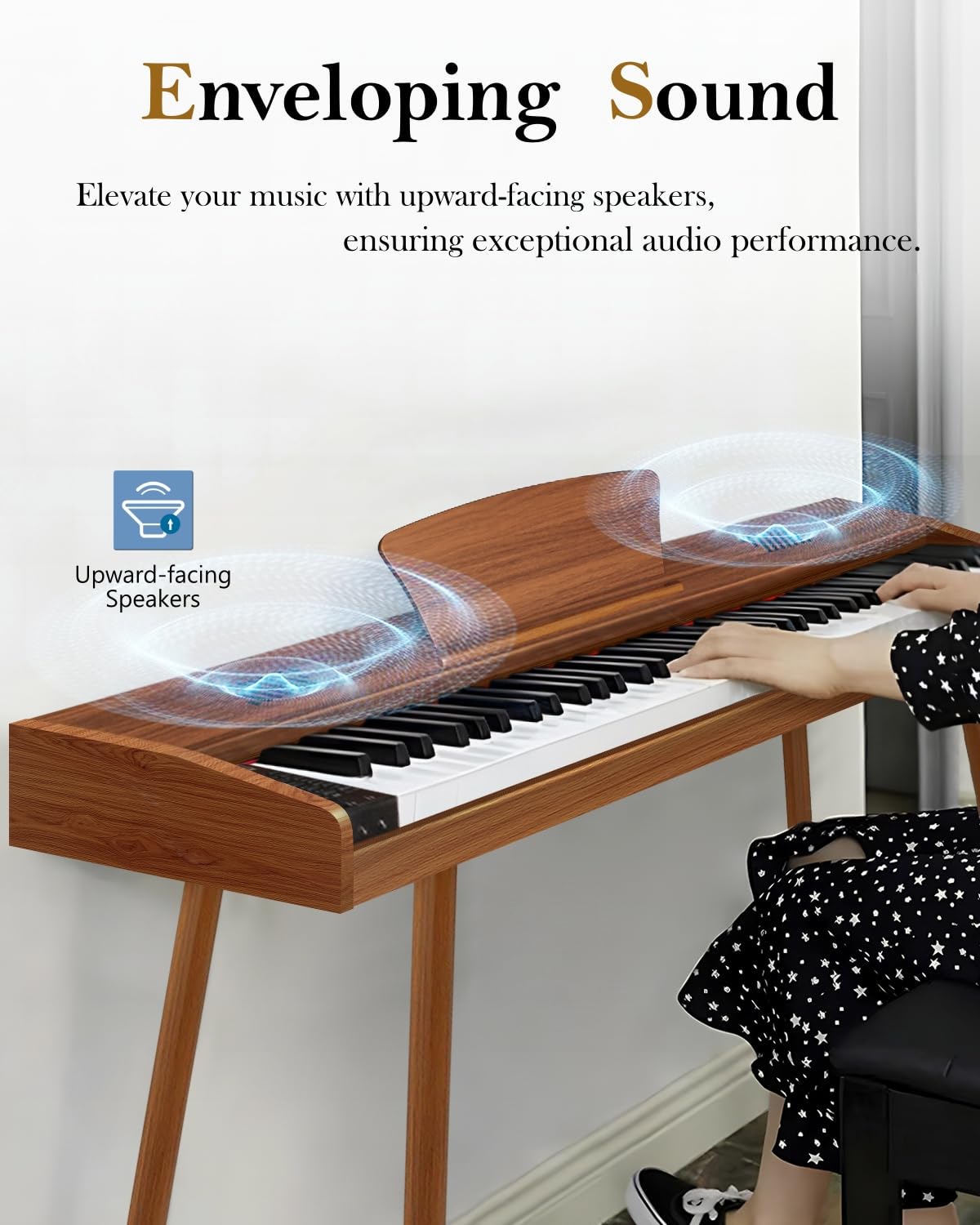 Longeye Digital Piano 88 Keys Wood Piano Keyboard Semi Weighted Electric Piano for Beginners and and Professionals with Triple Pedal, Headphone, Longeye