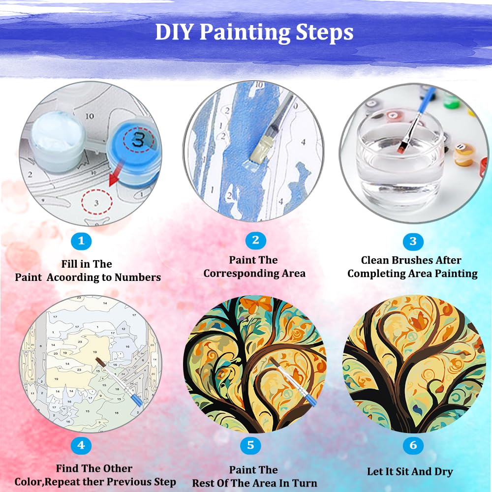 JUJUHOOD Tree of Life Paint by Numbers Kit for Adults,Butterfly Adult Paint by Number Kits,DIY Acrylic Paint by Number on Canvas for Home Wall Decor 16X20 Inch JUJUHOOD