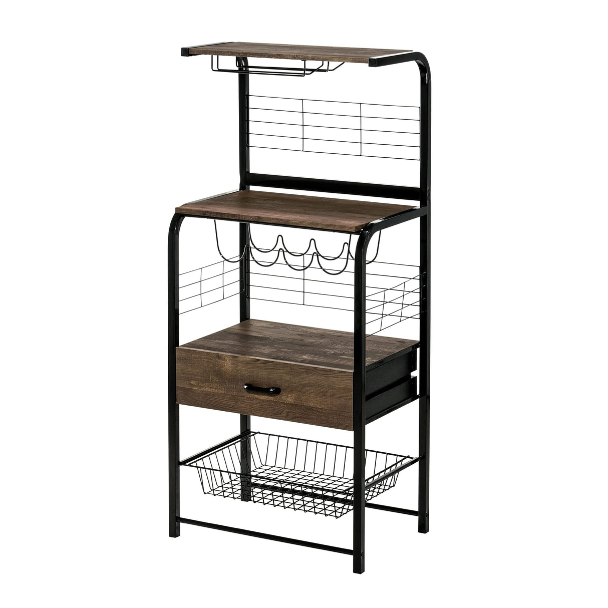 FirsTime & Co. Black and Brown Ansel Bakers Rack, Kitchen Shelf Unit Organizer and Storage Station, Wood and Metal, Farmhouse, 25.25 x 16.5 x 57 inches FirsTime