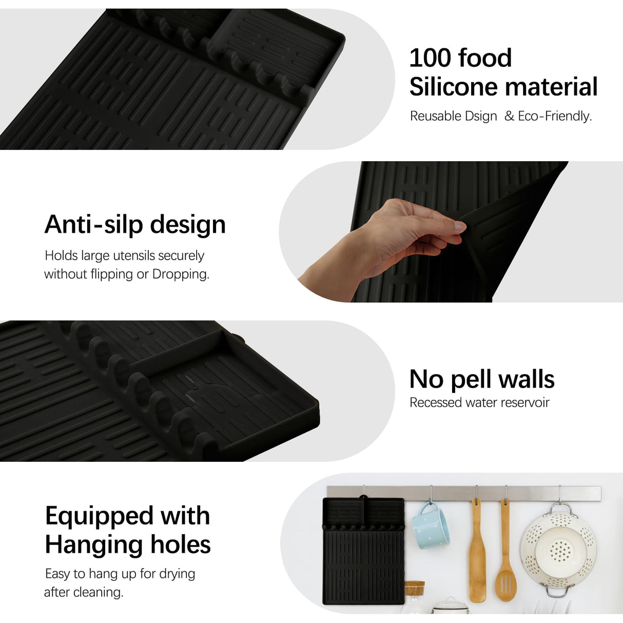LittlesJoy Silicone Grill Barbeque Mat Fit for Blackstone,Large Spatula Tools Mat with Drip Pad, Silicone Griddle Mat for Outdoor Cooking, Kitchen Counter(Dark Grey) LittlesJoy