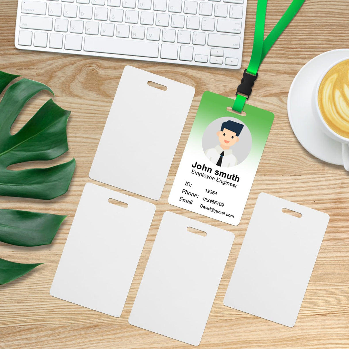 20 Pack Premium Blank PVC Cards with Slot Punch on Short Side - Vertical Slot Punch Blank ID Cards- CAETOUNG CR80 30 Mil Graphic Quality White Plastic Cards for Photo ID Badge Printers CAETOUNG