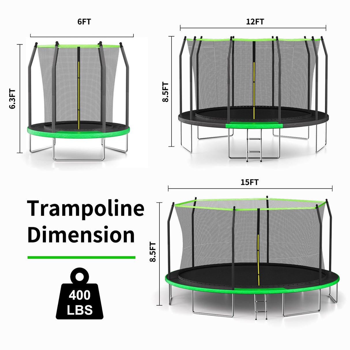 AOTOB 12 FT Kids Toddler Trampoline with Enclosure & Ladder, W-Shaped Leg with 70 pcs Springs for Maximum Elasticity - Perfect for Outdoor and Indoor Fun! AOTOB