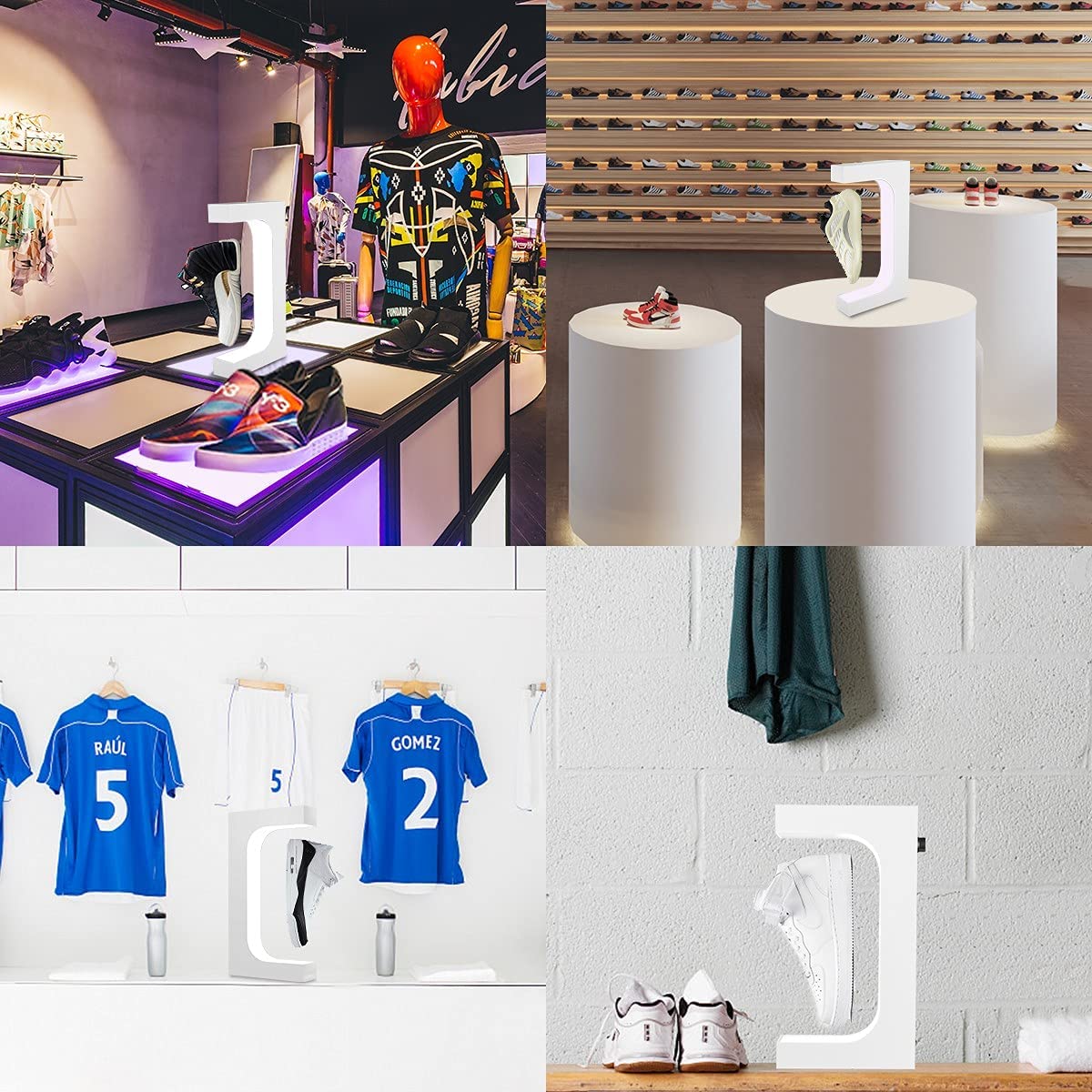 Yegvea 360°Rotation Floating Shoe Display Stand, Magnetic Levitation Sneaker Rack, with LED Light Sneaker levitating shoe shelf for Storefront Home Decor|Advertising Exhibition Shoe Store Show Yegvea