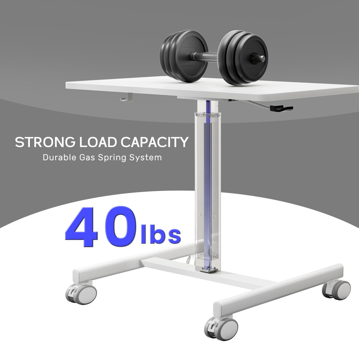 GallopFun Mobile Laptop Standing Desk Adjustable Height, Small Mobile Desk Workstation with Wheels, Portable Rolling Computer Desk Cart for Home Office Classroom (White) GallopFun