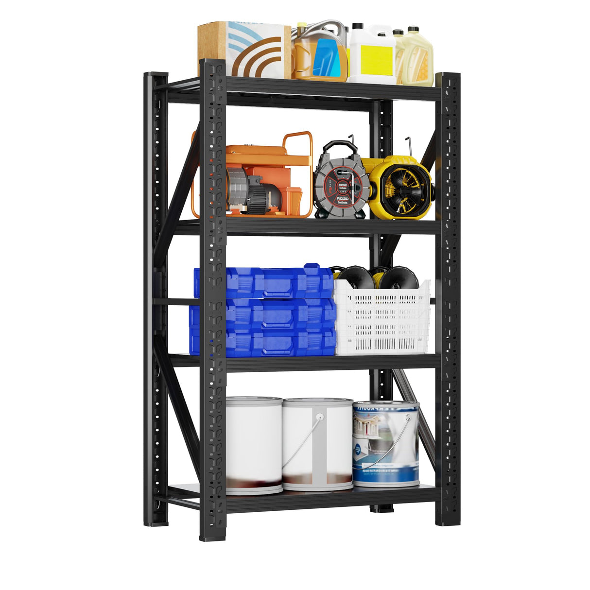 CXUZCZ 3000LBS Garage Shelving 32" W Garage Shelving Heavy Duty 4-Tier Metal Storage Shelves Adjustable Shelf Unit Storage Rack for Basement Supermarket Warehouse 32" W x 20" D x 63" H Black CXUZCZ