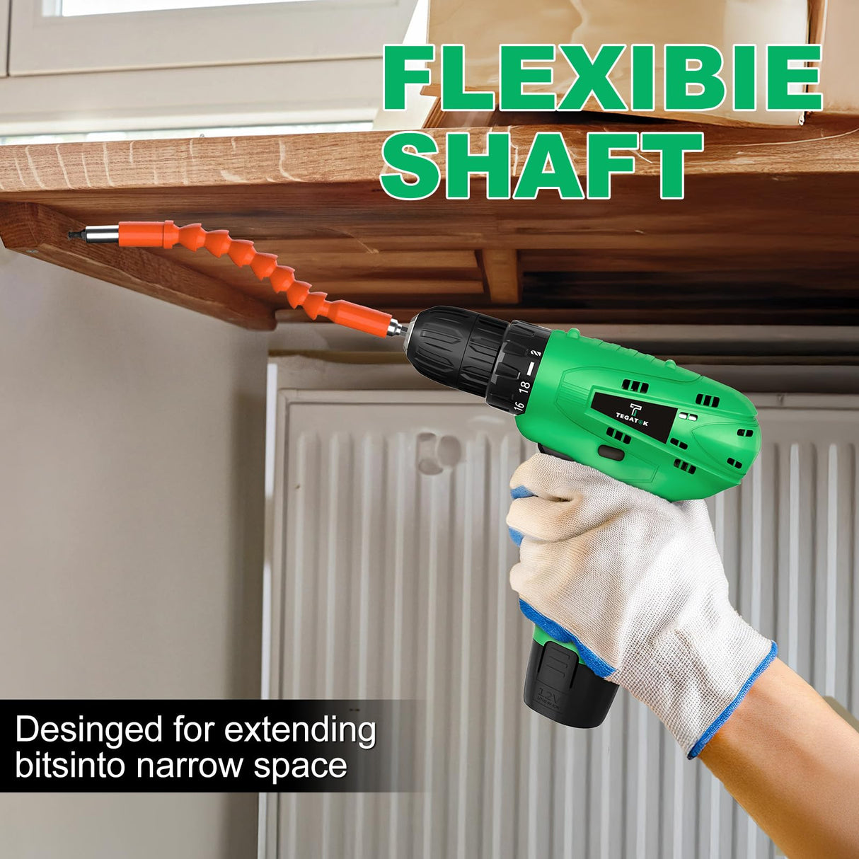 Tegatok Cordless Drill Set,12V Power Drill Set with Battery and Charger, Electric Driver Drills Bits, 3/8'' Keyless Chuck,18+1 Torque Setting with LED Electric Drills Set Tegatok