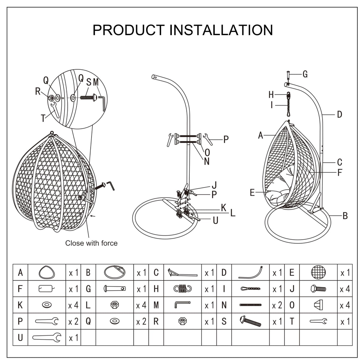 Hanging Egg Chair with Stand & Cushions, Outdoor and Indoor Hammock Rattan Swing Chair 350 lbs Capacity with Aluminum Steel Frame for Patio, Balcony, Backyard and Living Spaces (Dark Brown) hohoedc