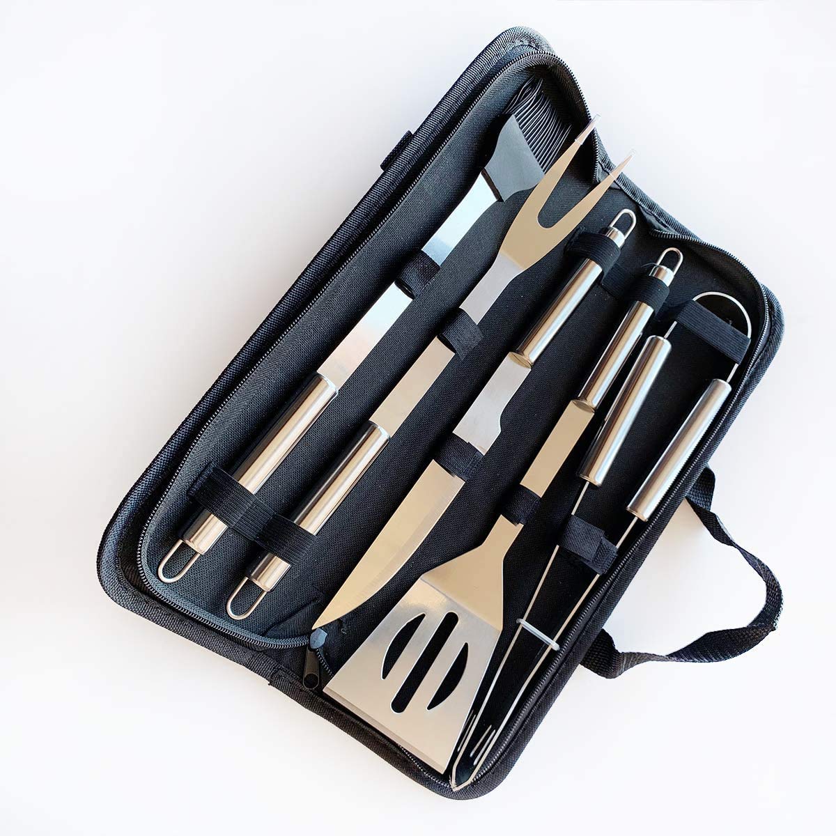 LLRY BBQ Grilling Tools Set - Stainless Steel Grilling Accessories with Free Portable Bag. (5PCS) LLRY