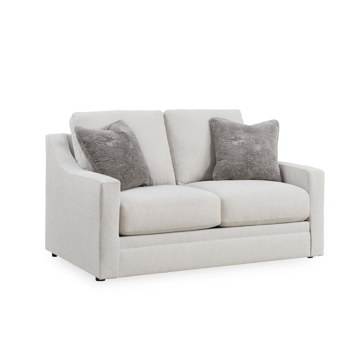 Signature Design by Ashley Maitelynn Contemporary Loveseat with Accent Pillows, Reversible Cushions and Sloped Arms, Light Gray Signature Design by Ashley
