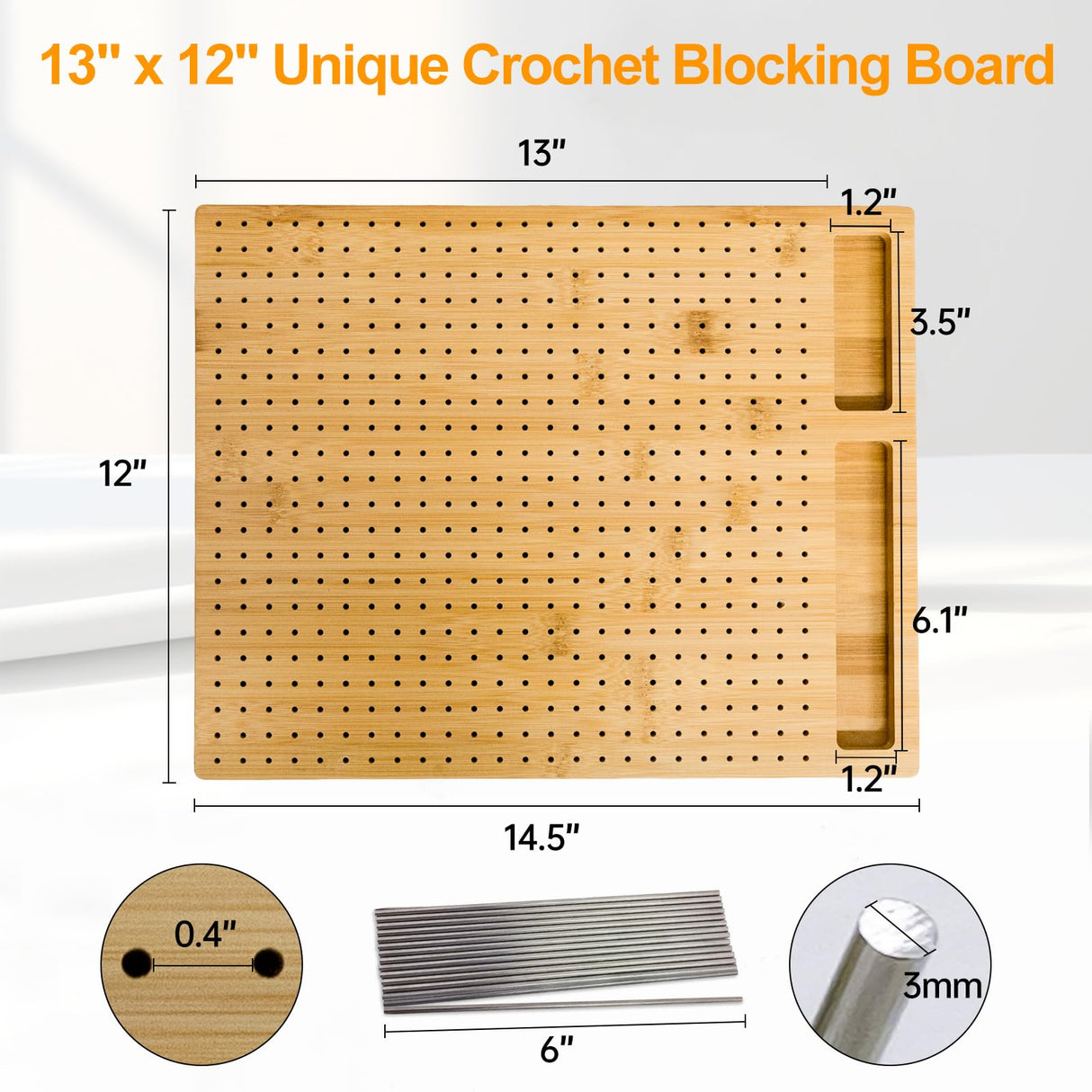 Crochet Blocking Board with 15 Stainless Steel Pegs - 13 x 12 Inch Granny Square Blocking Board, Blocking Boards for Crochet Projects Gifts for Mom, Grandmothers Adnkwolivt