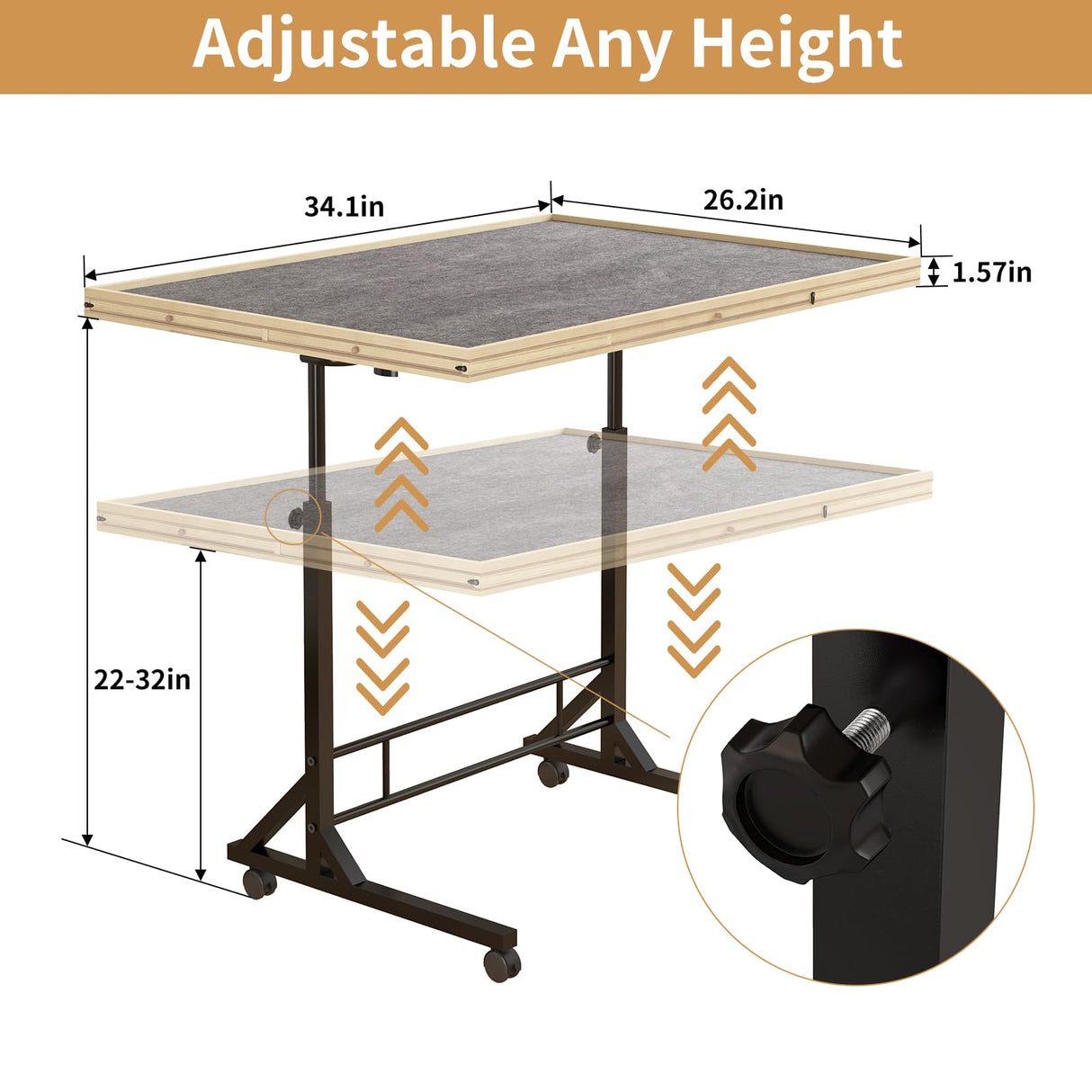 1500 Piece Jigsaw Puzzle Table with 6 Drawers and Legs, Adjustable 34"x 26" Wooden Puzzle Board with 4 Wheels, Height and Angle Adjustable Gifts for Adults and Kids PLYFOU