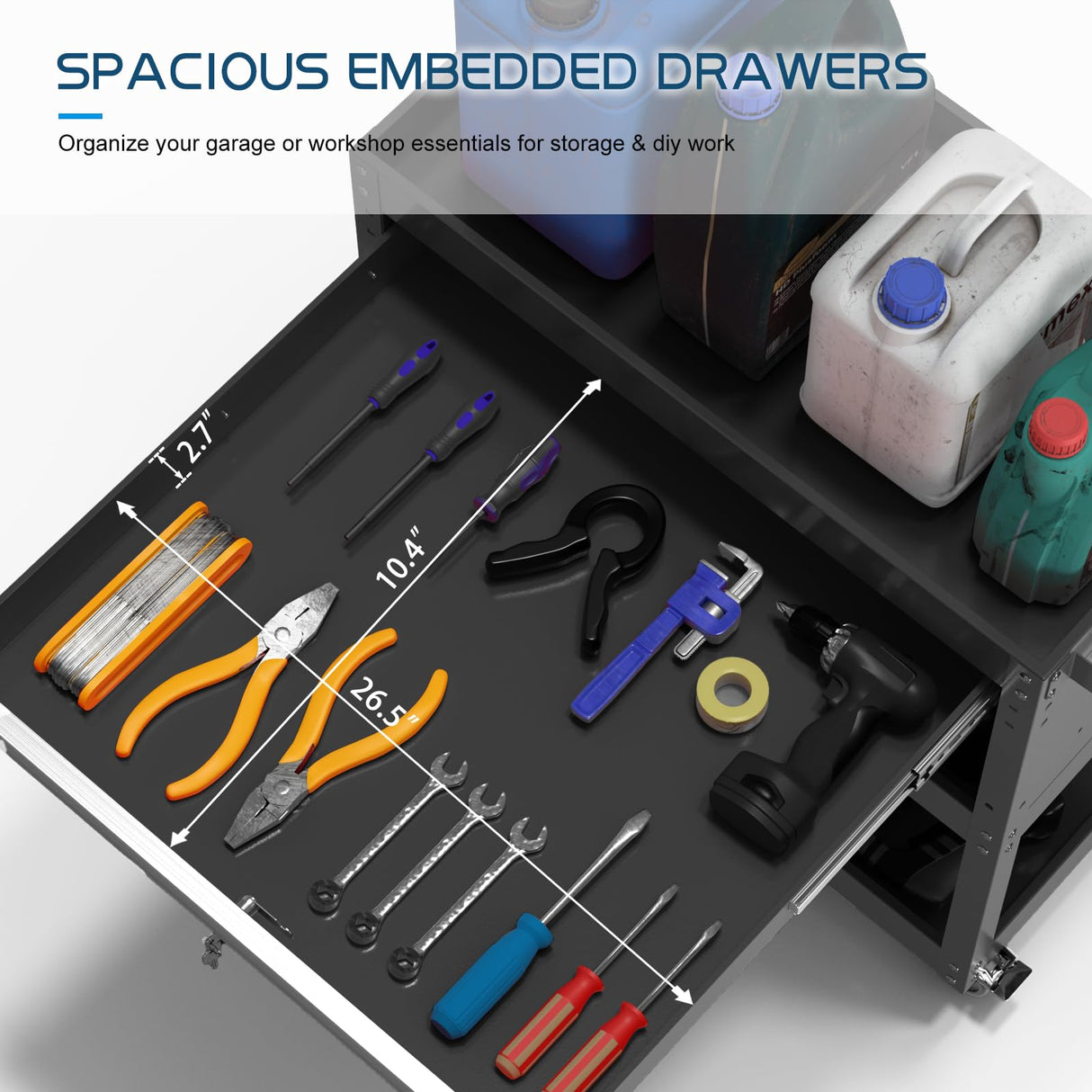 Heavy Duty 3 Tier Tool Cart, Mechanic Metal Rolling Tool Cart with Storage Drawers for Garage Workshop Maemttes
