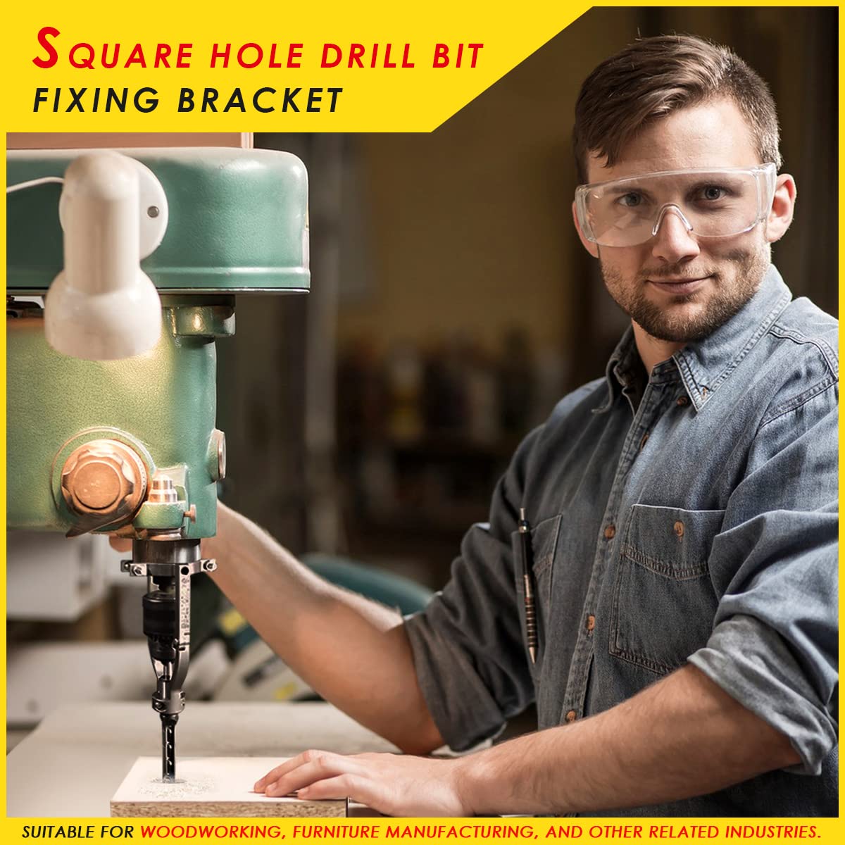 Square Hole Drill Bit Adapter for Easy Installation and Disassembly - Mortising Attachment for Drill Press, Mortise Machine, Power Tool Accessory for XSMNER