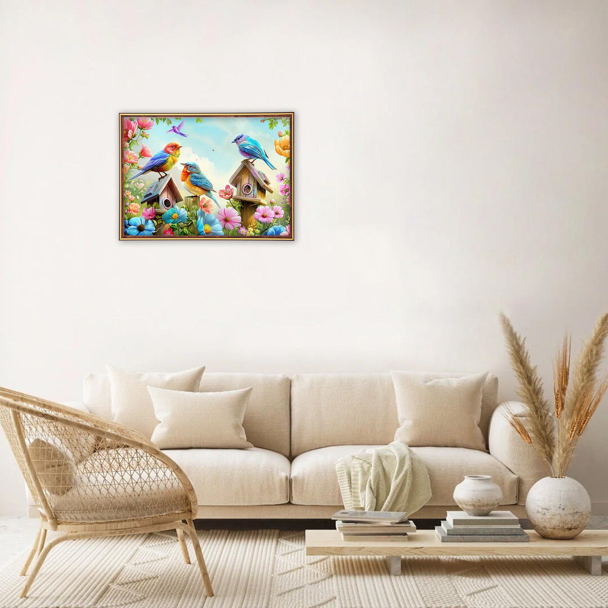 MEIYUDA Birds Diamond Painting Kits for Adults, 5D Flowers Bird Diamond Art Kits for Beginners, Birdhouse DIY Full Diamonds Art Painting Kit for Home Wall Decor Present 12x16inch MEIYUDA