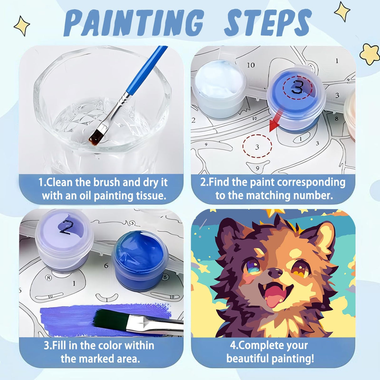 XTCIXAL Paint by Numbers Kit for Kids with Frame, Wolf Paint by Number Kids Age 5-8-12, Paint by Number with Frame for Gifts and Home Decor 8X8 Inch XTCIXAL