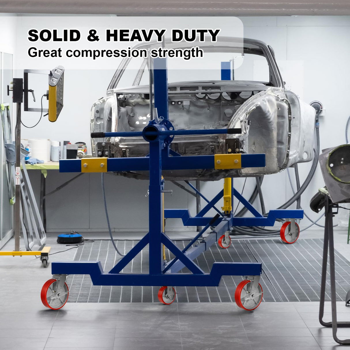 NINOSO 8"X 2" Heavy Duty Caster Wheels, Swivel Casters Set of 4 Polyurethane Wheel with Strong Load-Bearing Capacity 6000lbs, Industrial Casters for Toolbox Workbench (2 Brakes & 2 Rigid) Ninoso