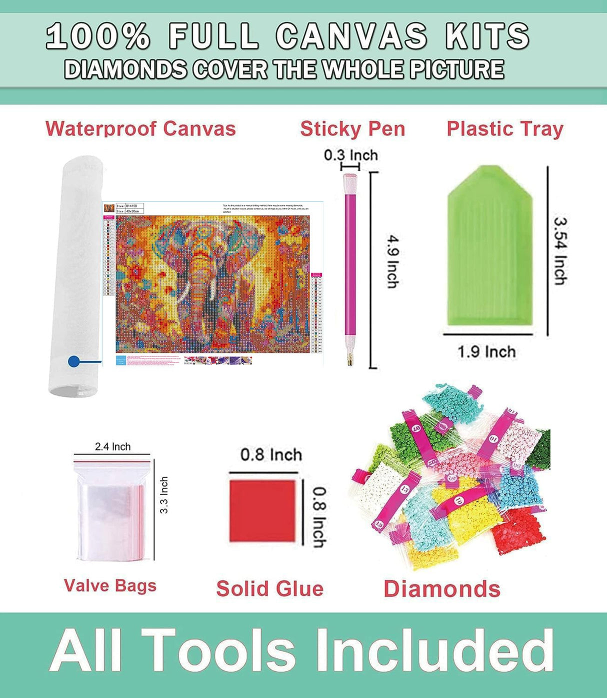 Lophomie Diamond Art Kits for Adults, 5D DIY Elephant Diamond Painting Kits for Adults Beginners, Diamond Dots Kits Gem Arts Crafts for Home Wall Decor 16x12 Inch Lophomie