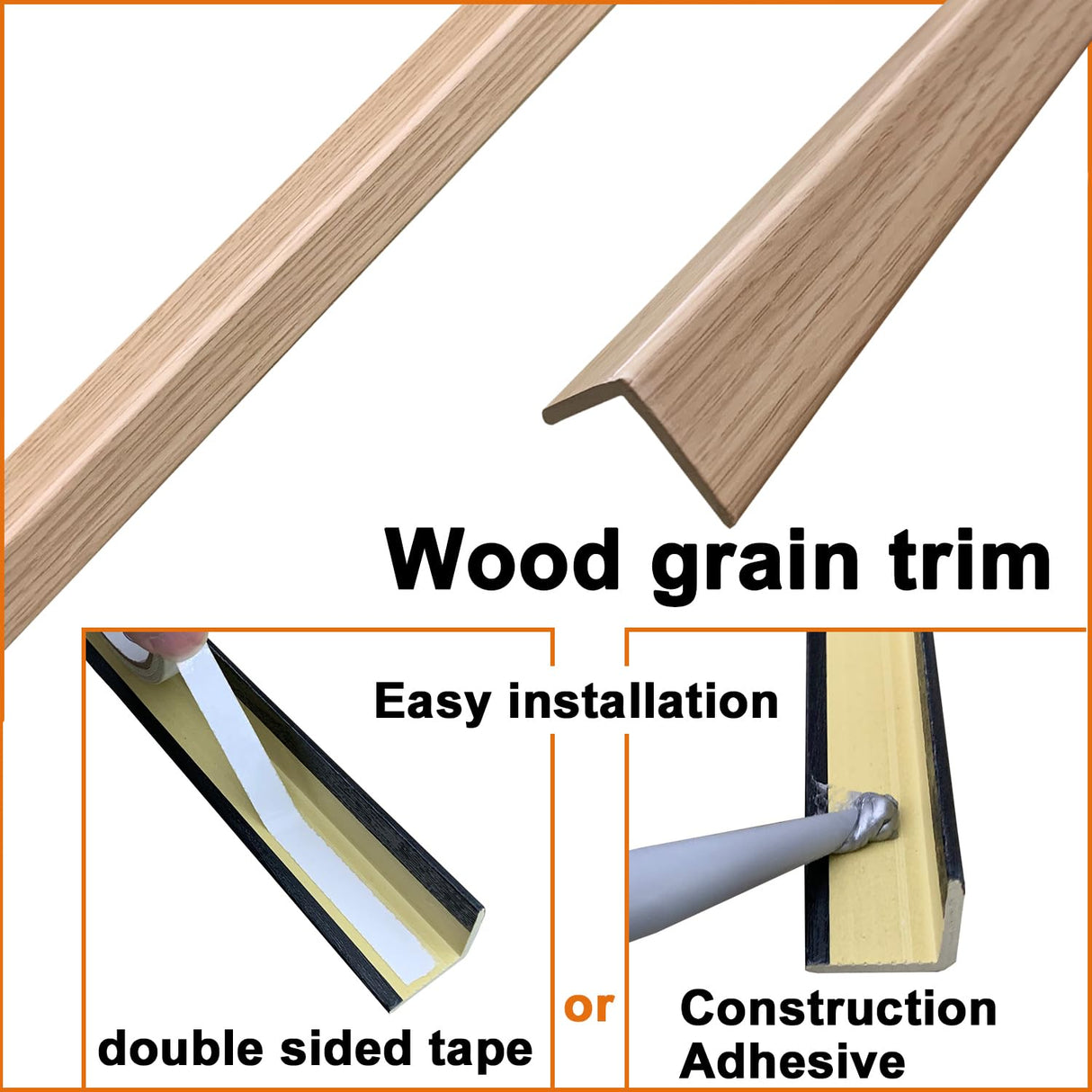 3 PCS 45" Wall Corner Protector Trim Borders for Wall Oak Wood Grain Wall Edge Strip Crown Molding Trim Door and Window Frames Mirror Trim Backsplash Tile Edge YLL YLL