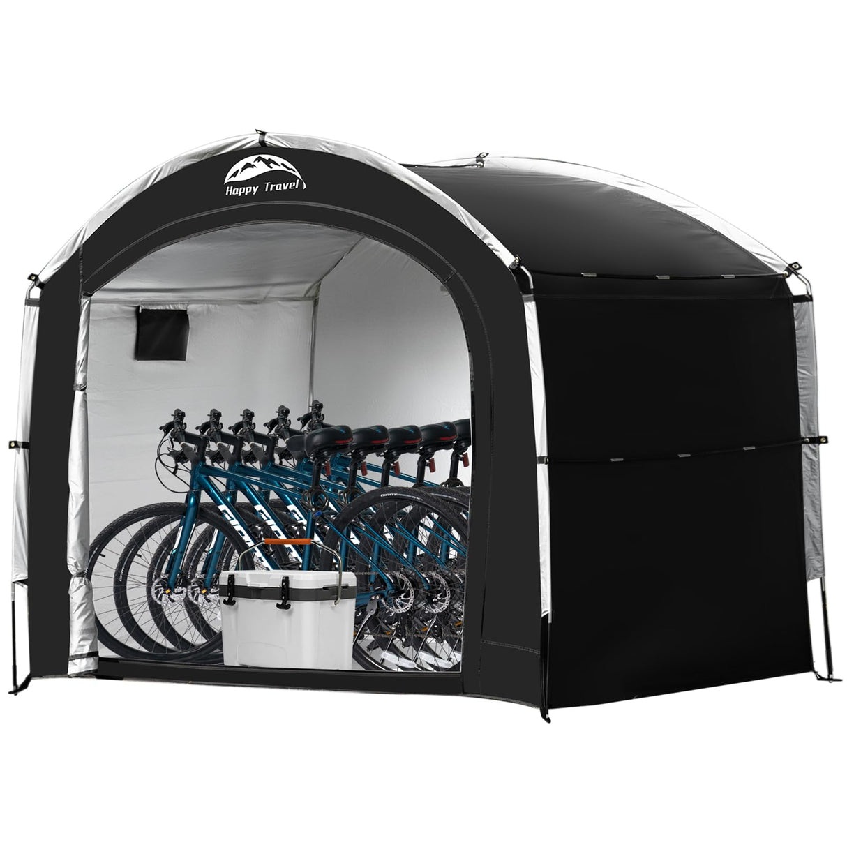 Happy Travel Bike Storage Shed Tent,Outdoor Portable Bicycle Storage Sheds with 210D Oxford Fabric PU4000 Waterproof for 2/3/4/6/8 Bikes,Bike Covers Shelter for Motorcycle,Garden Tools,Toys,Lawn Mower HAPPY TRAVEL