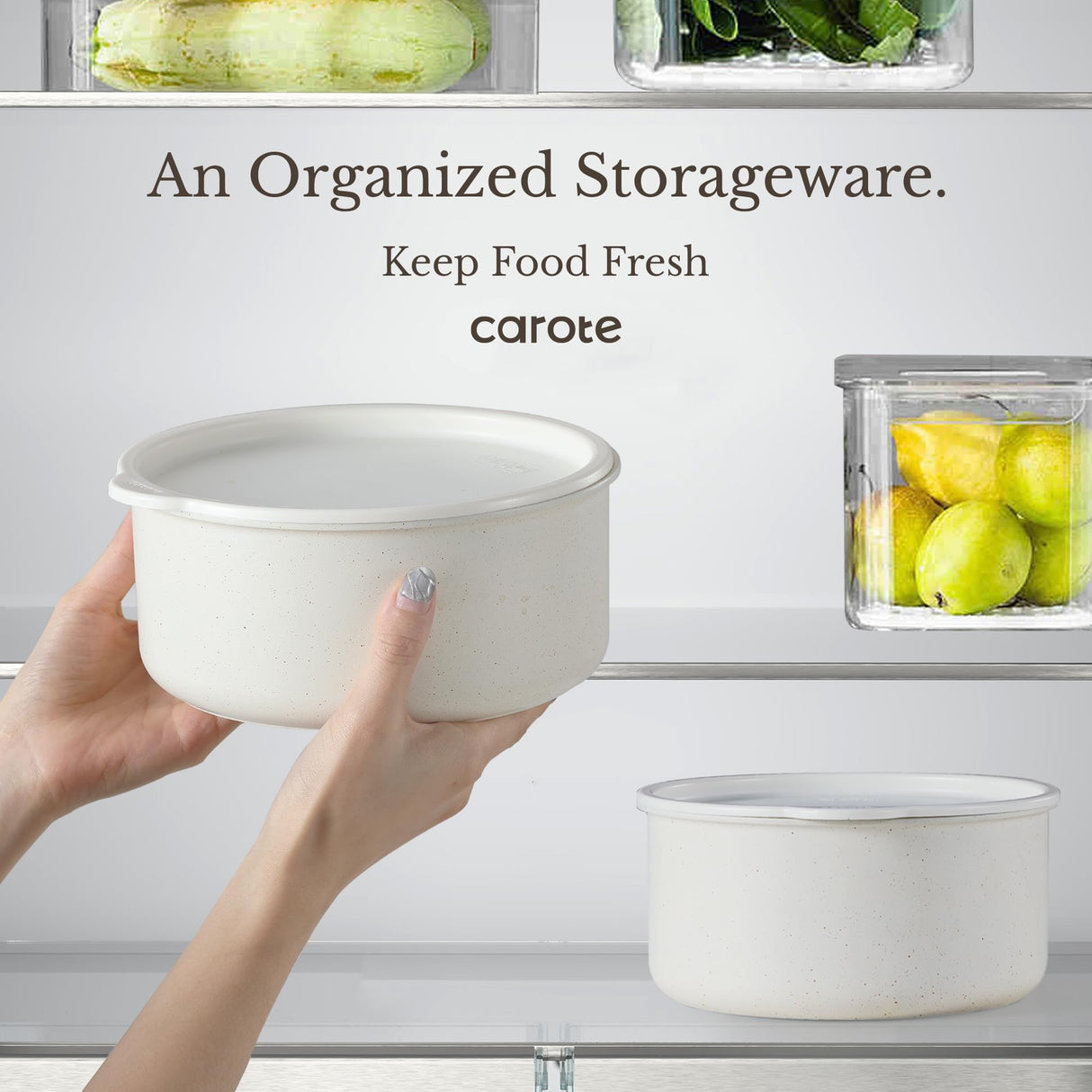 CAROTE Pots and Pans Set Non Stick, Cookware Sets, 11pcs Kitchen Set, Oven/Fridge Safe, Space Saving Pots Set, Nonstick Cooking Set with Versatile Detachable Handle, Induction RV Set, Cream White CAROTE