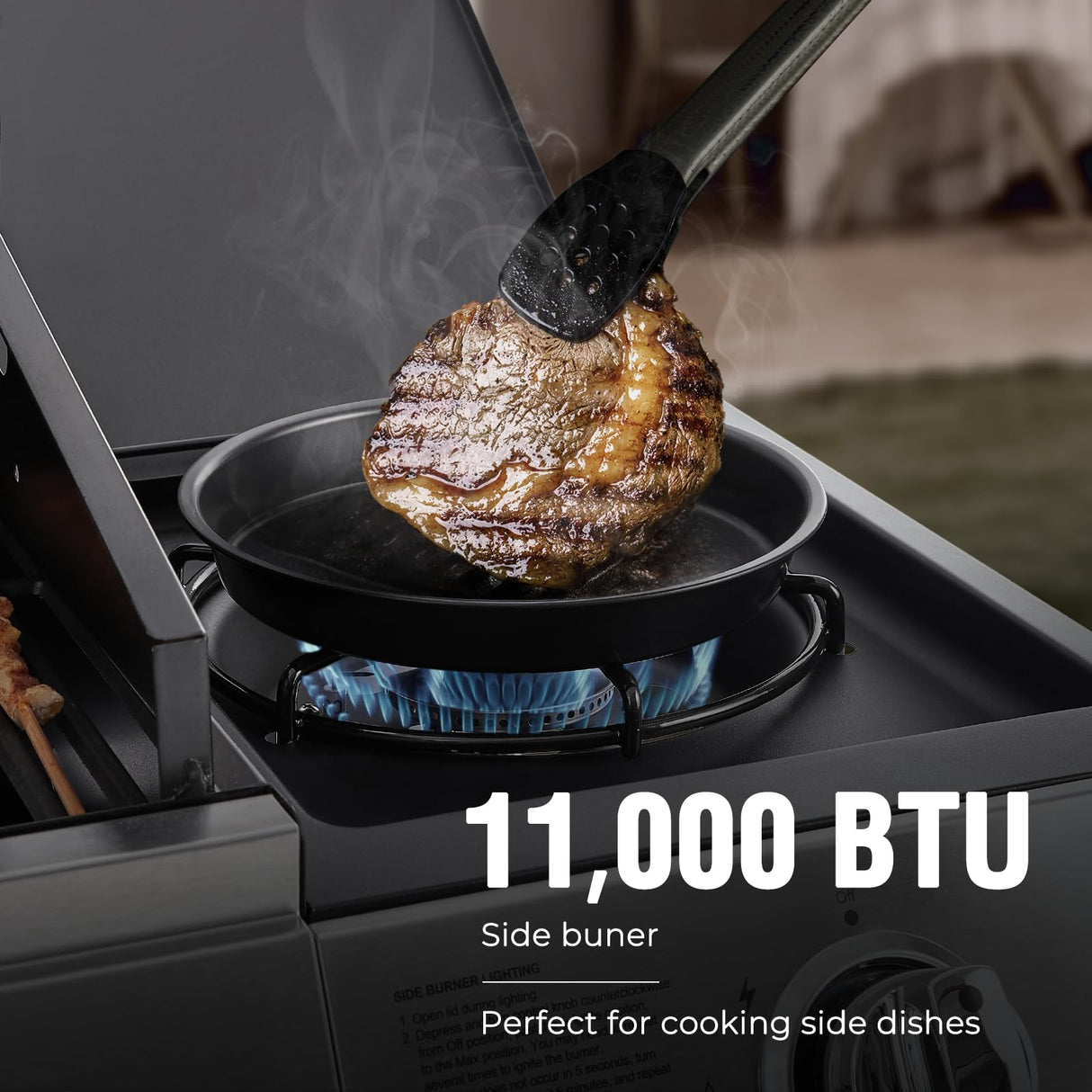 Lyromix Large Propane Grill with 4-Burners and Side Burner, Outdoor Gas BBQ Grill with Porcelain-Enameled Cast Iron Grates, 517 SQ.in. Cooking Area, 49200 BTU Lyromix