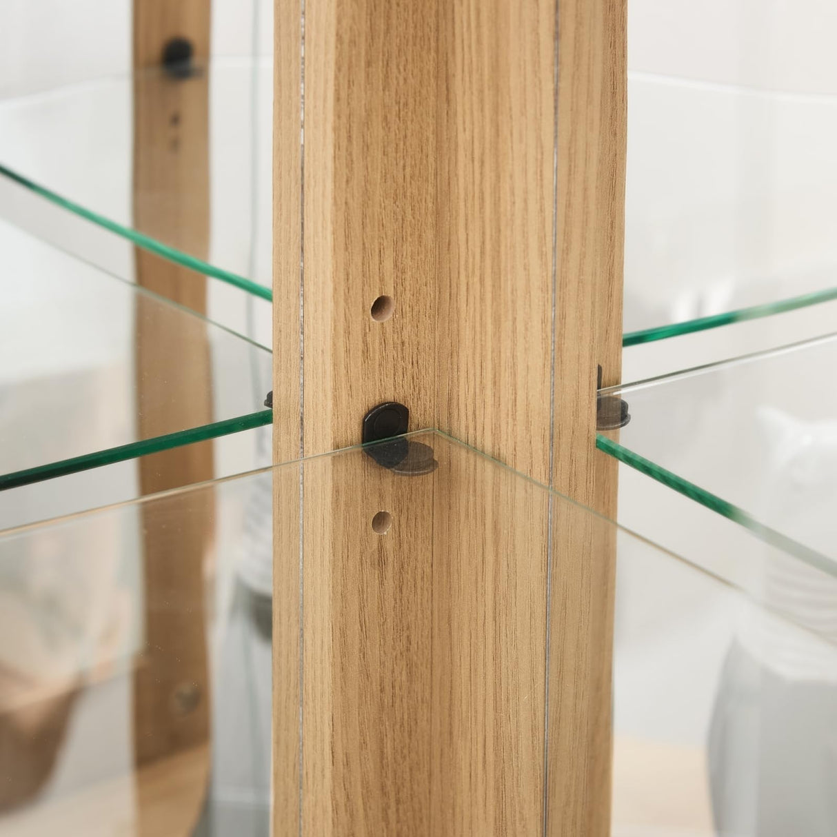 ALYIAMXL Corner Lighted Curio Cabinet, 69.84 in Tall Glass Display Case with Adjustable Shelves for Living Room, Antique Collection, Wine, Bar Glass Storage (Style 1 Light Oak) ALYIAMXL