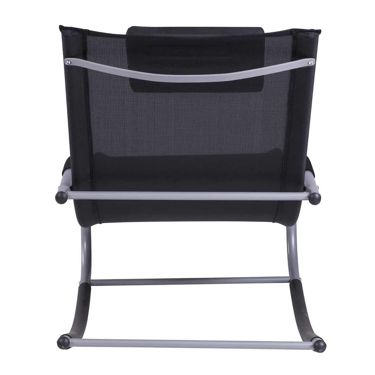 Outsunny Zero Gravity Rocking Chair Outdoor Chaise Lounge Chair Recliner Rocker with Detachable Pillow and Weather-Fighting Fabric for Patio, Deck, Pool, Black Outsunny