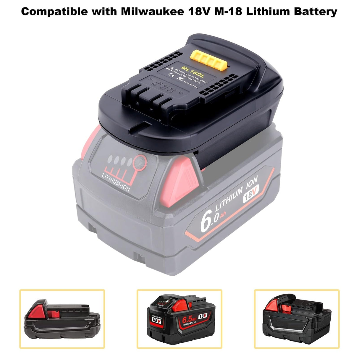 Kotoate ML18DL Battery Adapter Compatible with Dewalt 20V Cordless Tools, Adapter Compatible with Milwaukee 18V M18 Battery to Replacement for Dewalt 20V Max Lithium Battery (Adapter Only) Kotoate