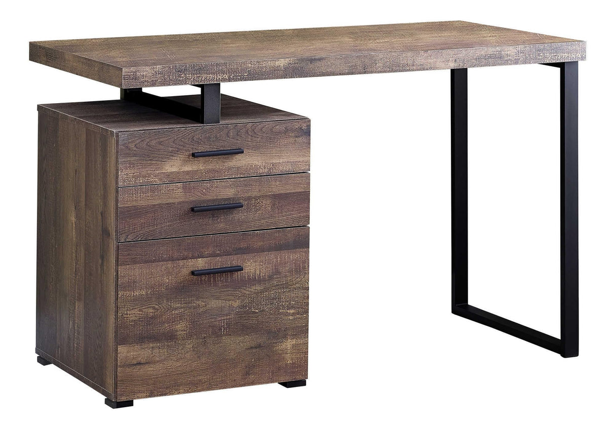 Monarch Specialties Computer Desk with File Cabinet - Left or Right Set- Up - 48"L (Brown Reclaimed Wood Look) Monarch Specialties
