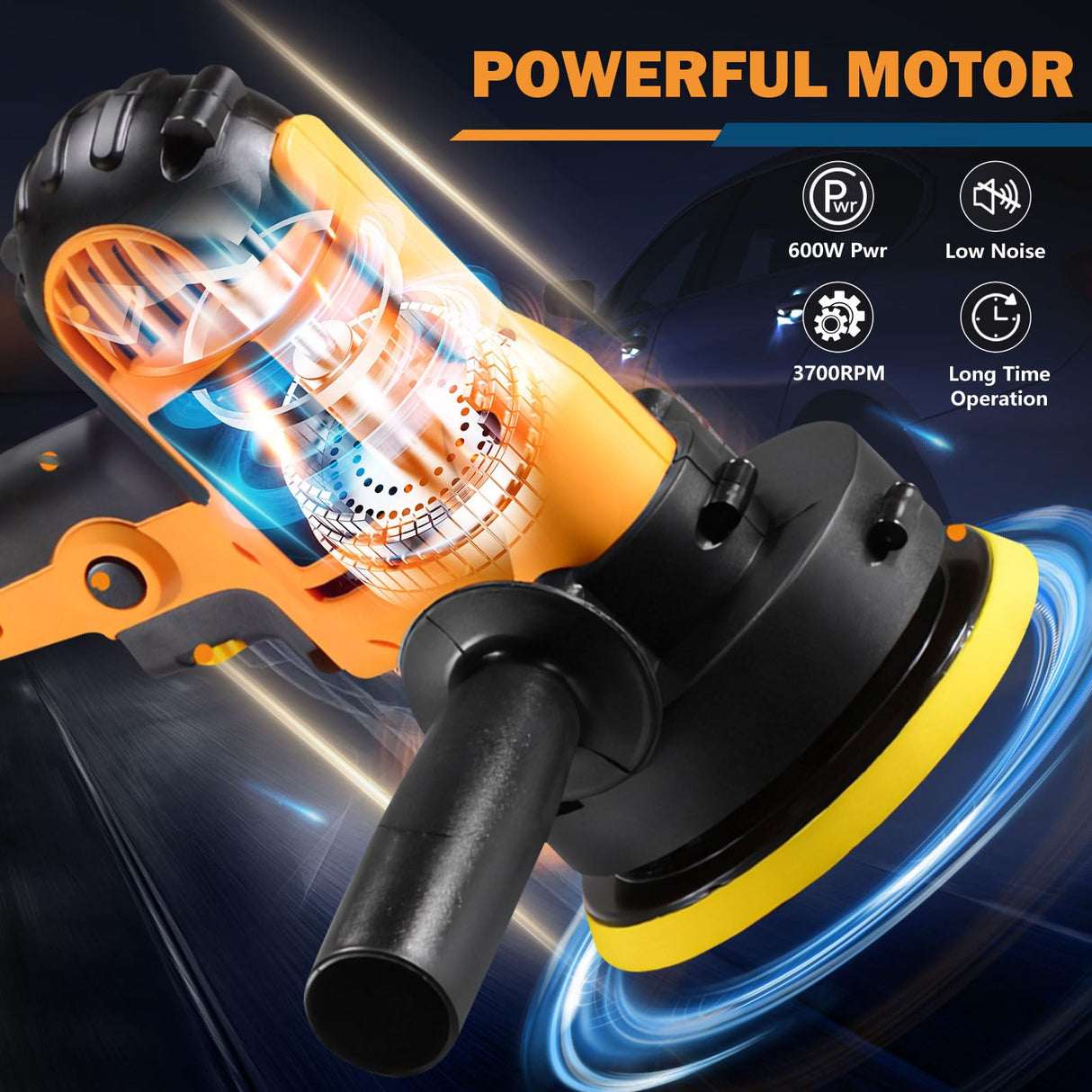CJC Buffer Polisher - 110V 600W Variable Speed Polisher Machine - Random Orbital Polisher Buffer,For Floor,Car,Furniture,Metal for waxing and polishing with Professional Buffing and Polishing Kit cjc