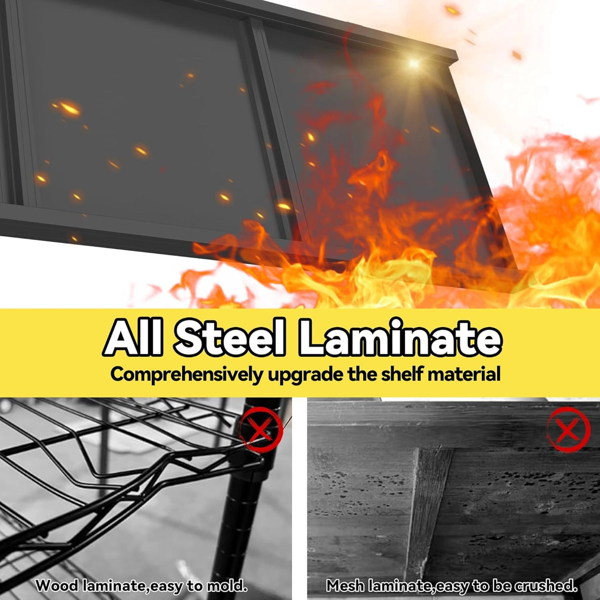 63"H Storage Shelves, 4 Tier Shelving Unit, Industrial Storage Unit, Metal Shelving Units, Adjustable Shelf Tool Storage Shelves for Garage, Garden, Outdoors, Black (35.4"W X 15.8"D X 63"H) PRESTELION