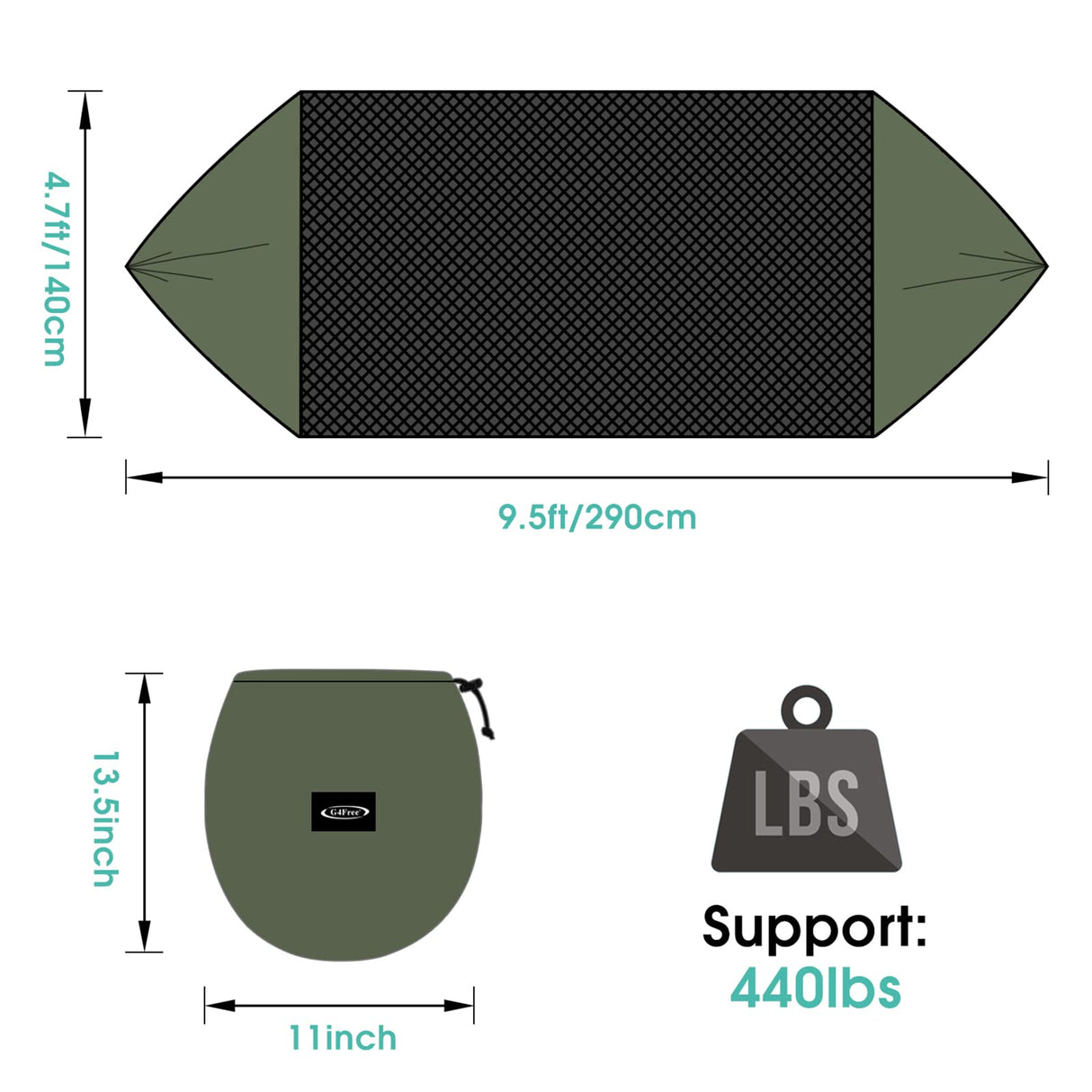 G4Free Large Camping Hammock with Mosquito Net 2 Person Pop-up Parachute Lightweight Hanging Hammocks Tree Straps Swing Bed for Outdoor Backpacking Backyard Hiking (New Army Green) G4Free