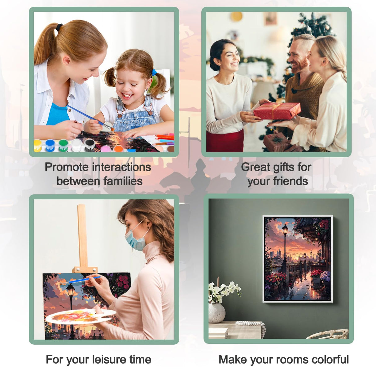 City View Paint by The Numbers for Adults,Oil Paint by Numbers for Adults Streetscape,Painting by Numbers Sunset,DIY Acrylic Paint by Number on Canvas,Creative Home Wall Decor Gifts 16x20inch PHANTASYART