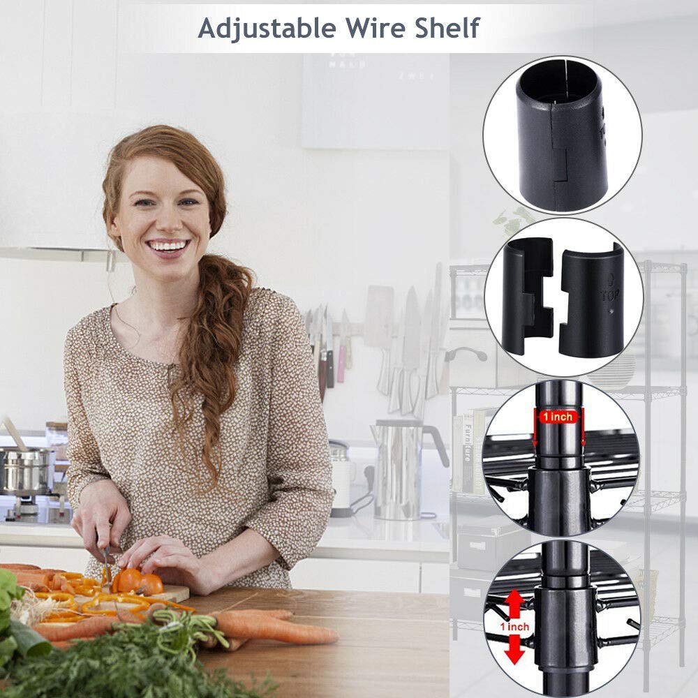 4 Tier Wire Shelving Unit Wire Shelf Storage Shelves Metal Organizer Rack Adjustable Commercial Grade Utility Heavy Duty for Restaurant Bathroom Kitchen 54"x36"x14" NSF-Certified,Black BestOffice