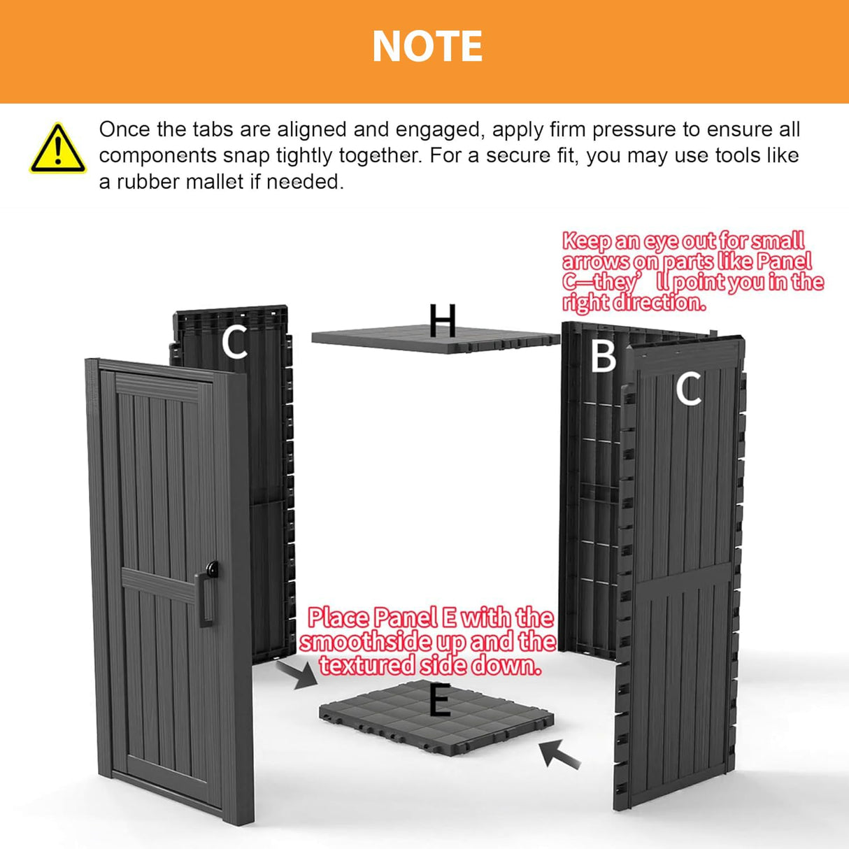 LHBcraft Shed Outdoor Storage Shed with Sloping Roof and Lockable Door, Resin Outdoor Storage Box Cabinet Waterproof and Multiple Hooks for Backyard, Patio, Poolside, Black LHBcraft