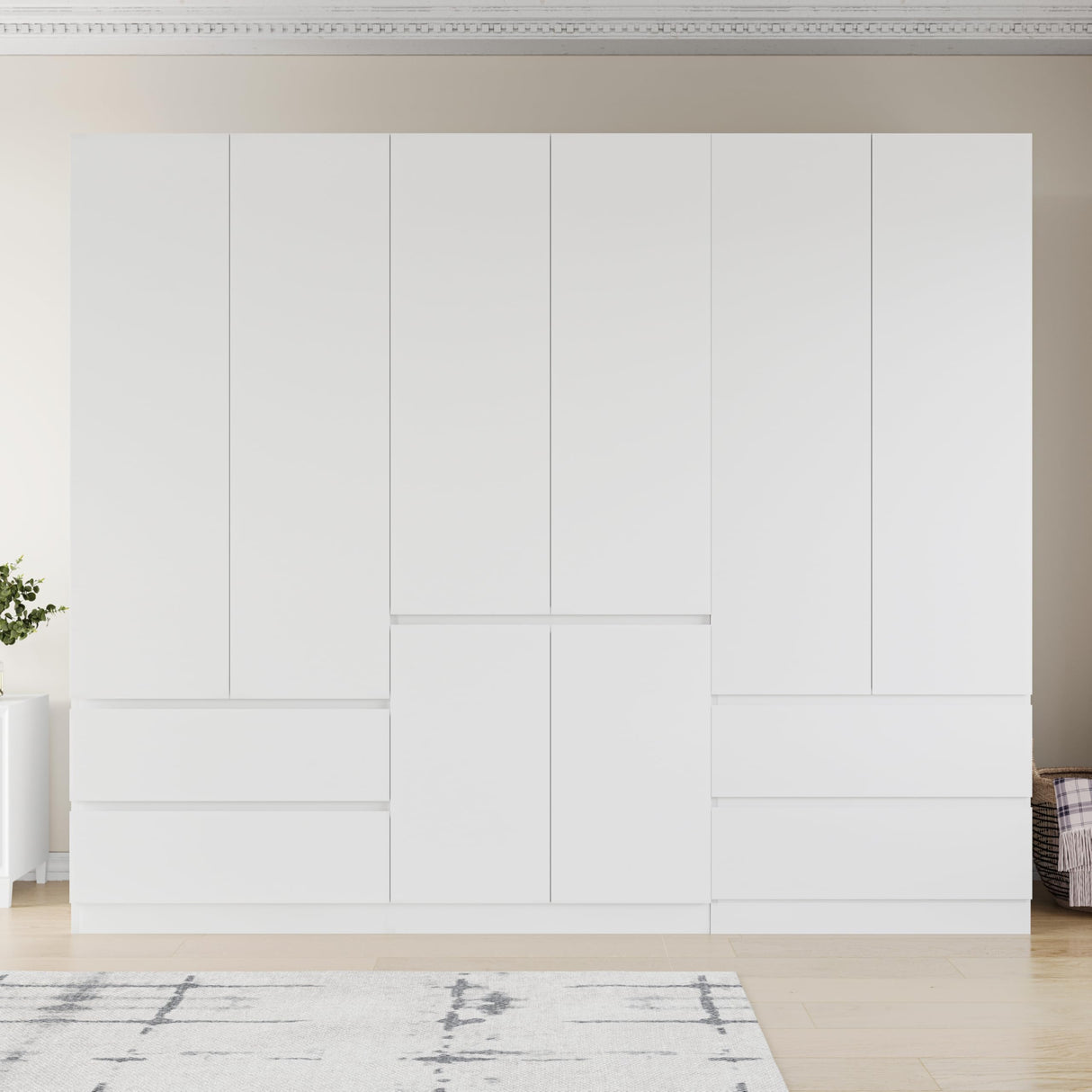 Mekminop Armoire Wardrobe Closet with 2 Doors & 2 Drawers, Bedroom Armoire Clothes Organizer with Hanging Rod, Freestanding Wardrobe Cabinet (31.5”W x 20.39”D x78.74”H) Mekminop