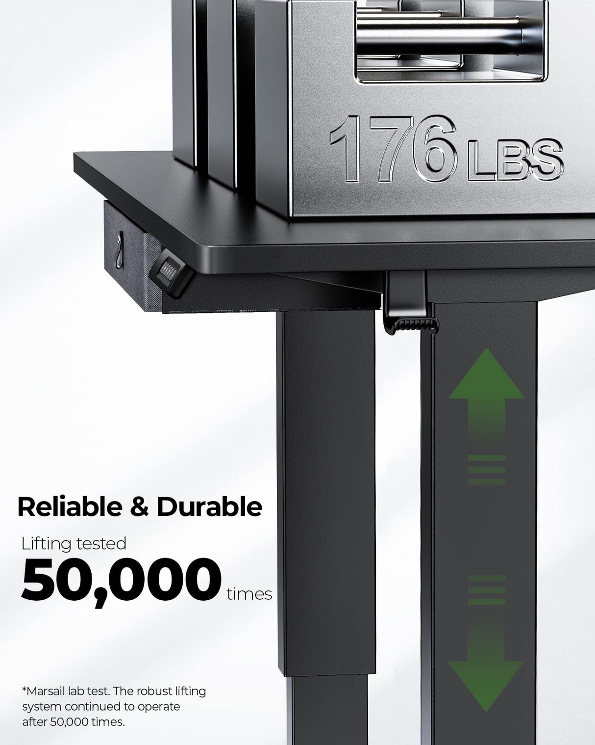 Marsail Electric Adjustable Standing Desk, 48x24 Inch, Sit-Stand Home Office Desk with Drawer, Black Marsail