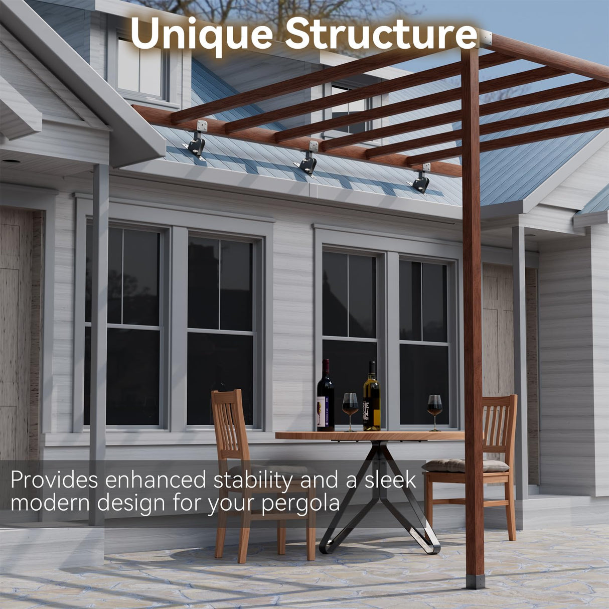 Antsky Pergola Brackets (3 Pack) 4x4 Adjustable Angles Saddle Roof Riser Brackets for Patio Cover 304 Stainless Steel Pergola Bracket kit Patio roof Riser Patio kit Black(Actual Size:3.5"×3.5") Antsky