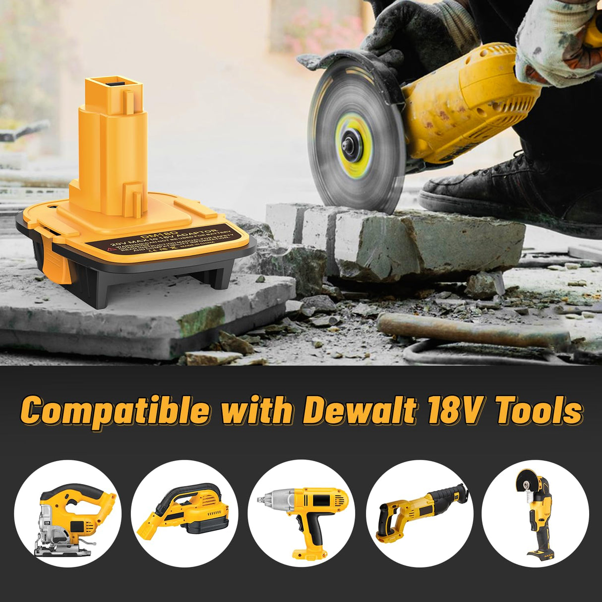 Kzreect DM18D Converter for DeWalt 18v to 20v Battery Adapter with USB Port for Dewalt 18V Tools, Converts Dewalt 20V or Milwaukee M18 18V Battery to Dewalt 18V Battery Adapter (1-Pack) Kzreect