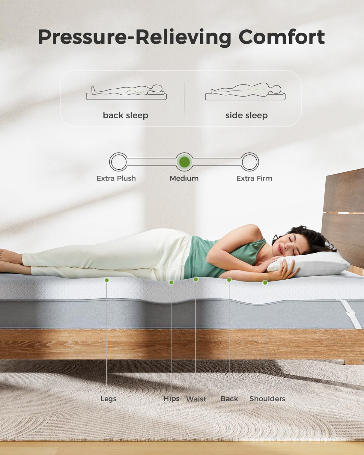 PERLECARE Twin Mattress Topper - 3 Inch Cooling Memory Foam Mattress Pad for Pressure Relief,Bed Topper with Bamboo Cover,Removable & Washable & Non-Slip,CertiPUR-US & Oeko-Tex Certified PERLECARE
