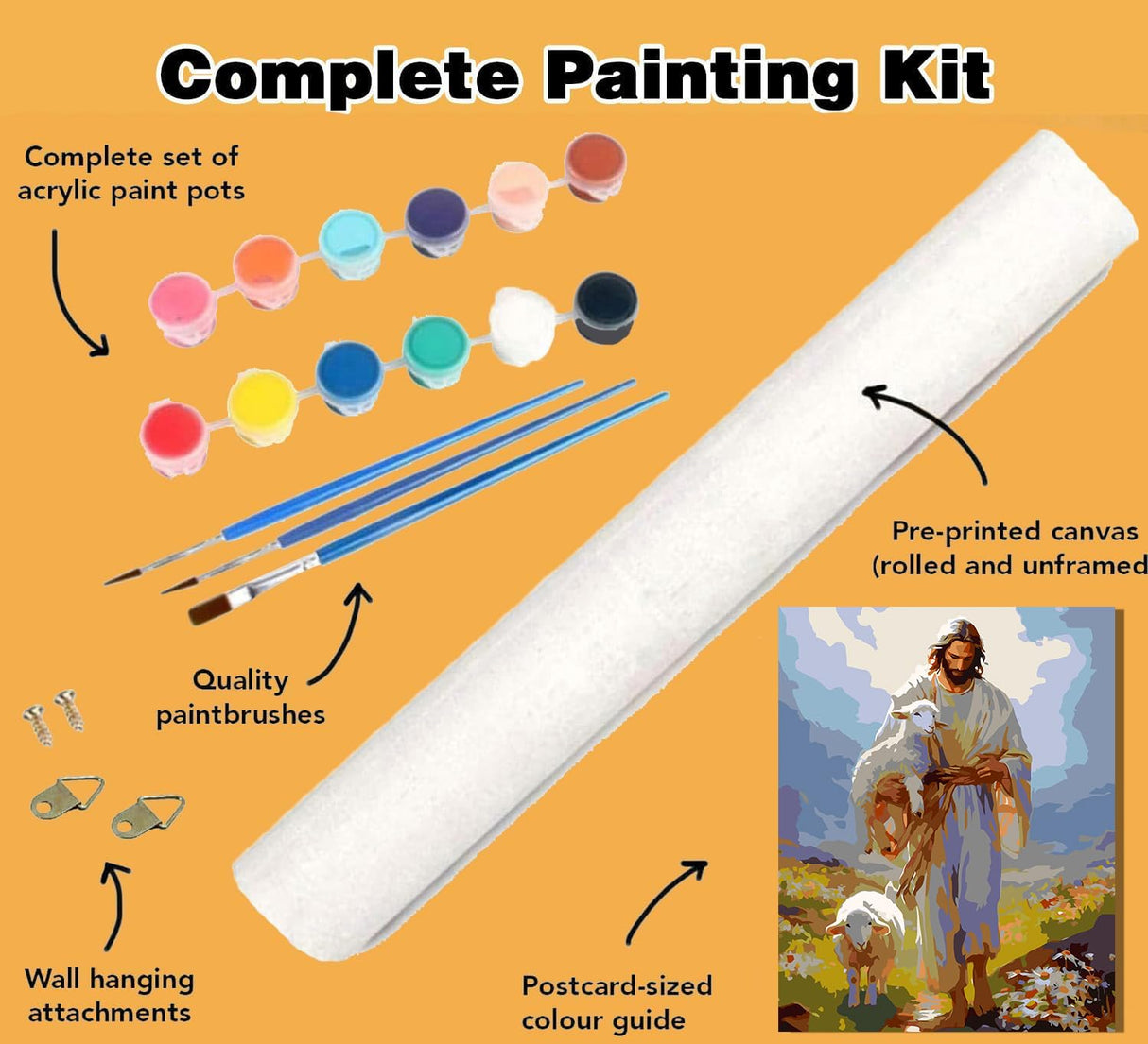 igoodom Jesus Paint by Numbers for Adults - Christian Paint by Numbers Kits on Canvas for Beginners DIY Potted Acrylic Oil Painting Art Crafts Set for Home Decor Wall Art 16x20in igoodom