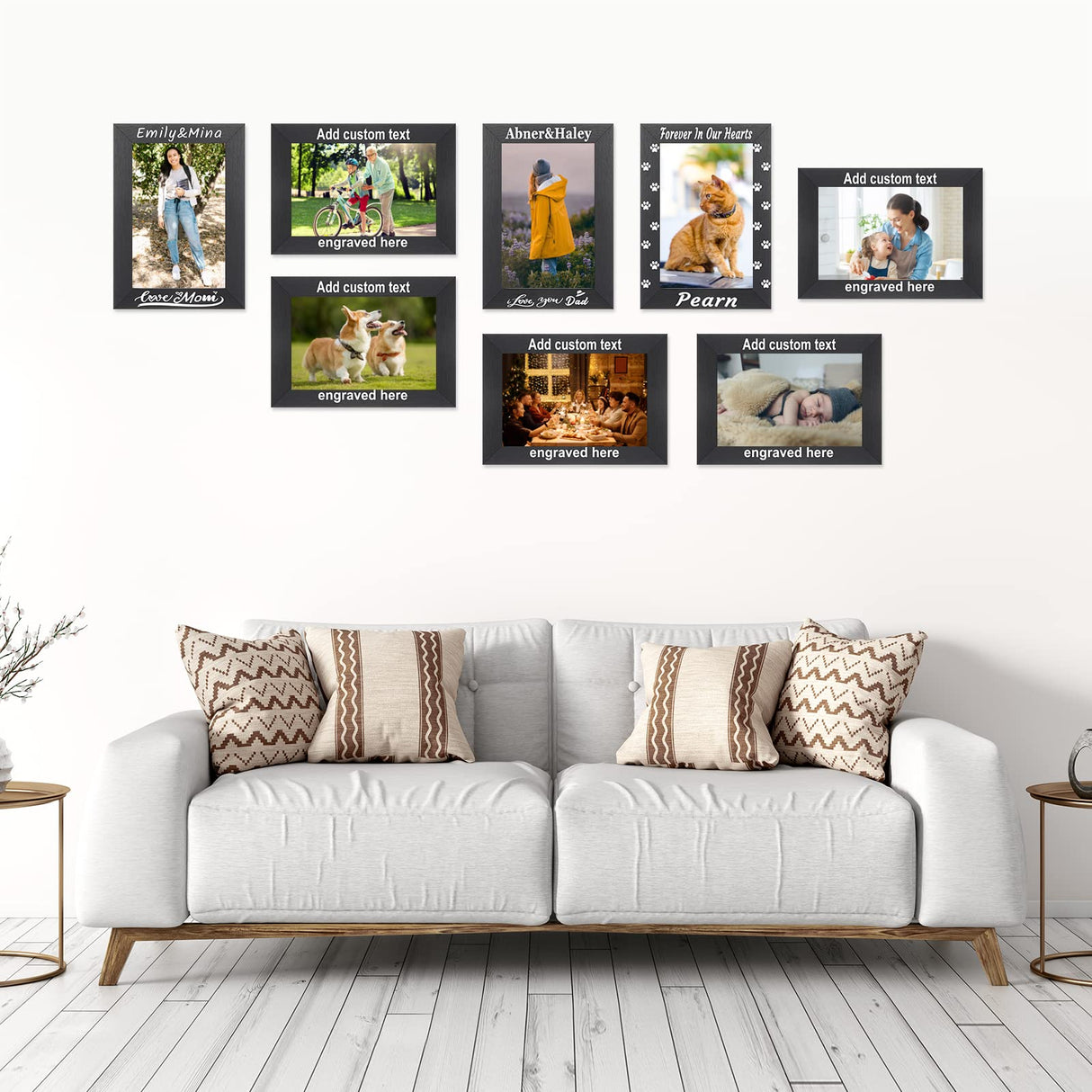 Personalized Picture Frame, Custom Picture Frames, Wooden Customized Photo Frame, Hanging/Tabletop Engraved Picture Frame, Personalized Add Your Custom Text Photo Picture Frame (4x6-Inch) Pesccygne