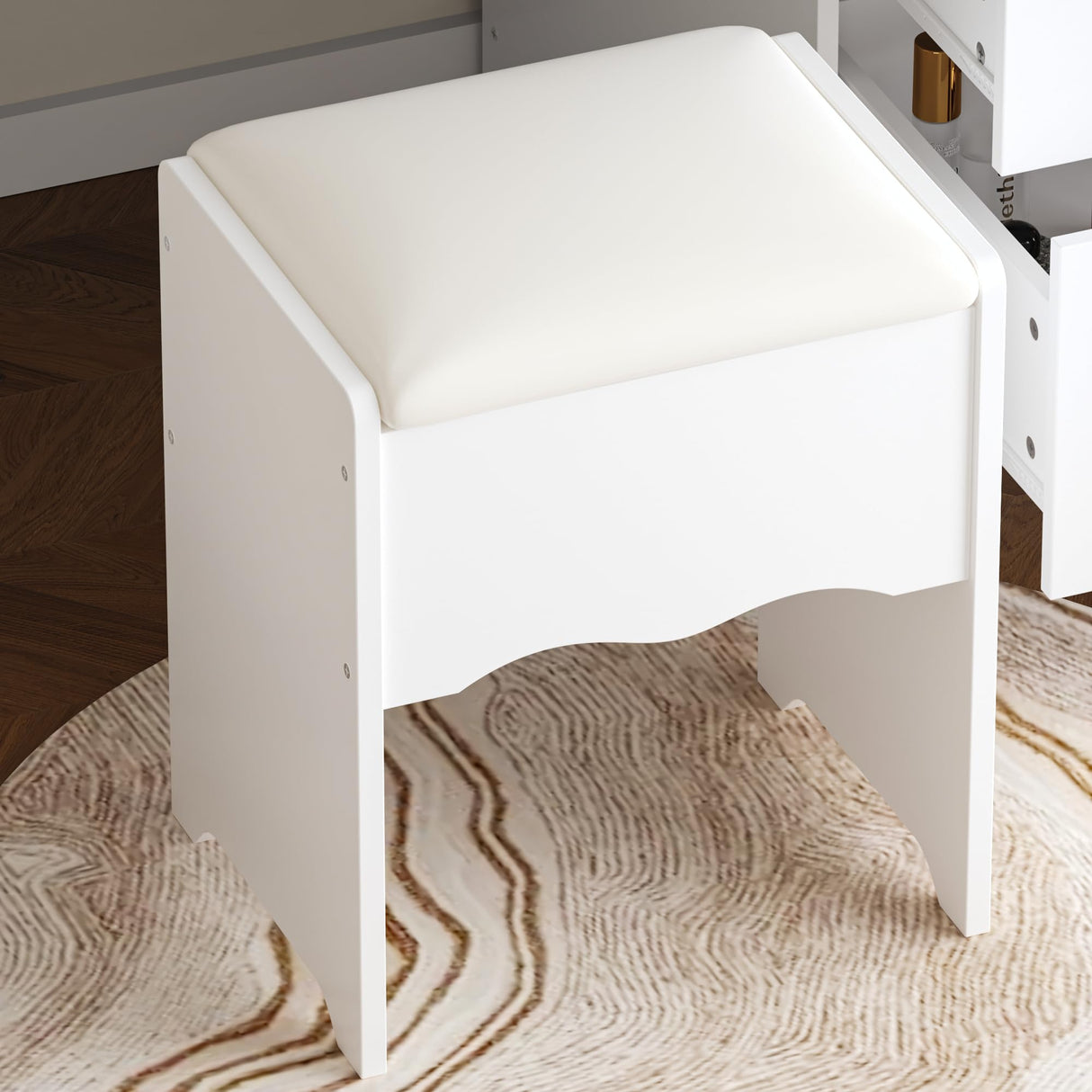 FUNISIR Makeup Vanity Desk with Sliding Mirror and Lights, Makeup Table Set with 3 Colors LED Light, 5 Drawers, Shelves & Stool, Bedroom Dressing Table Girls Vanity Desk in White FUNISIR