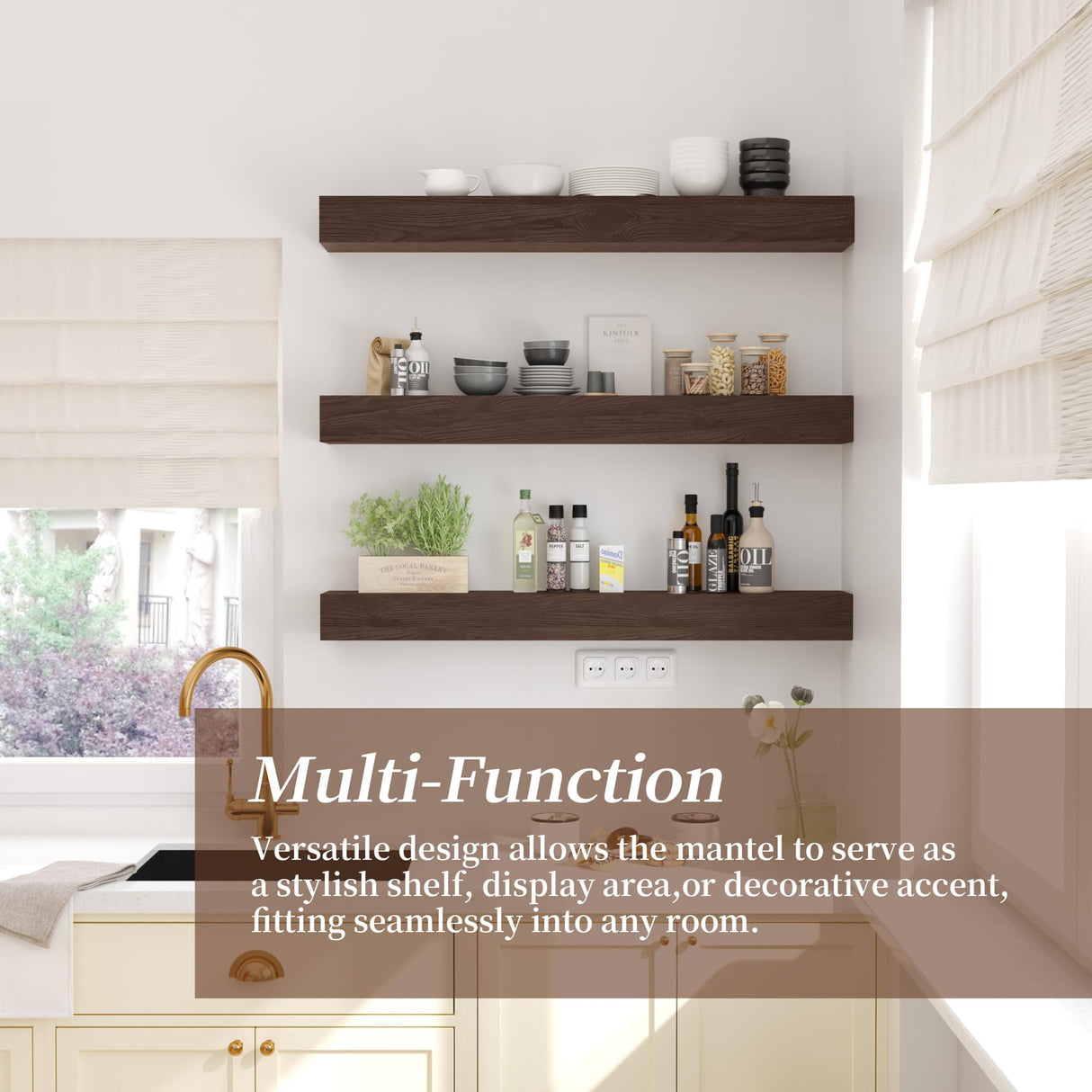 CRAFTEASE Fireplace Mantel 60 Inch Solid Wood Mantels for Over Fireplace 5" Thick Wall Mounted Shelves Long Floating Farmhouse Shelf Handcrafted Wooden Fireplace Mantle 60 X 8 X 5 - Rustic Brown CRAFTEASE